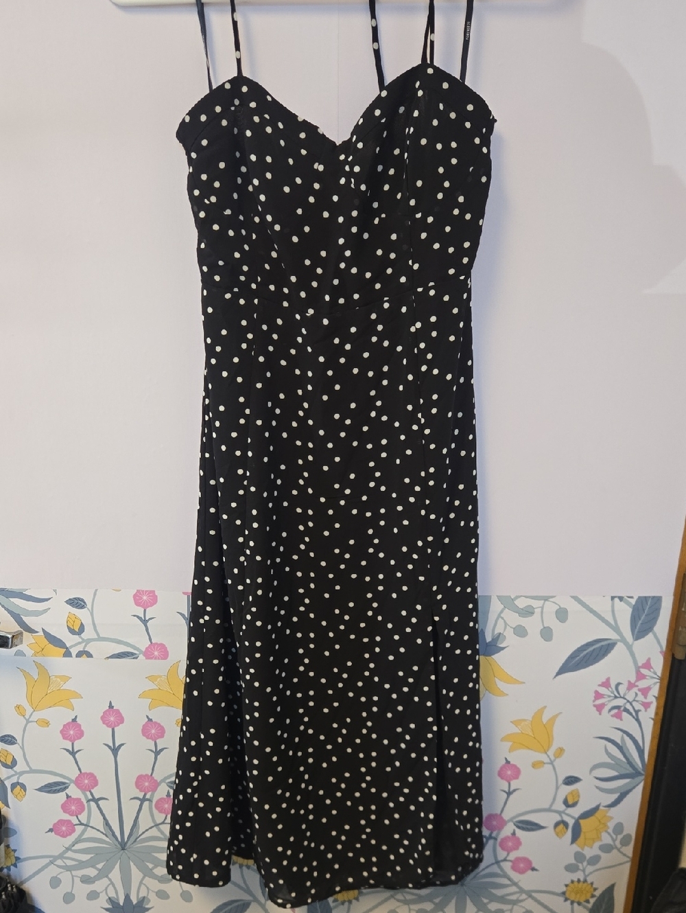 NWT Forever 21 Black Polka Dot Midi Slip Dress